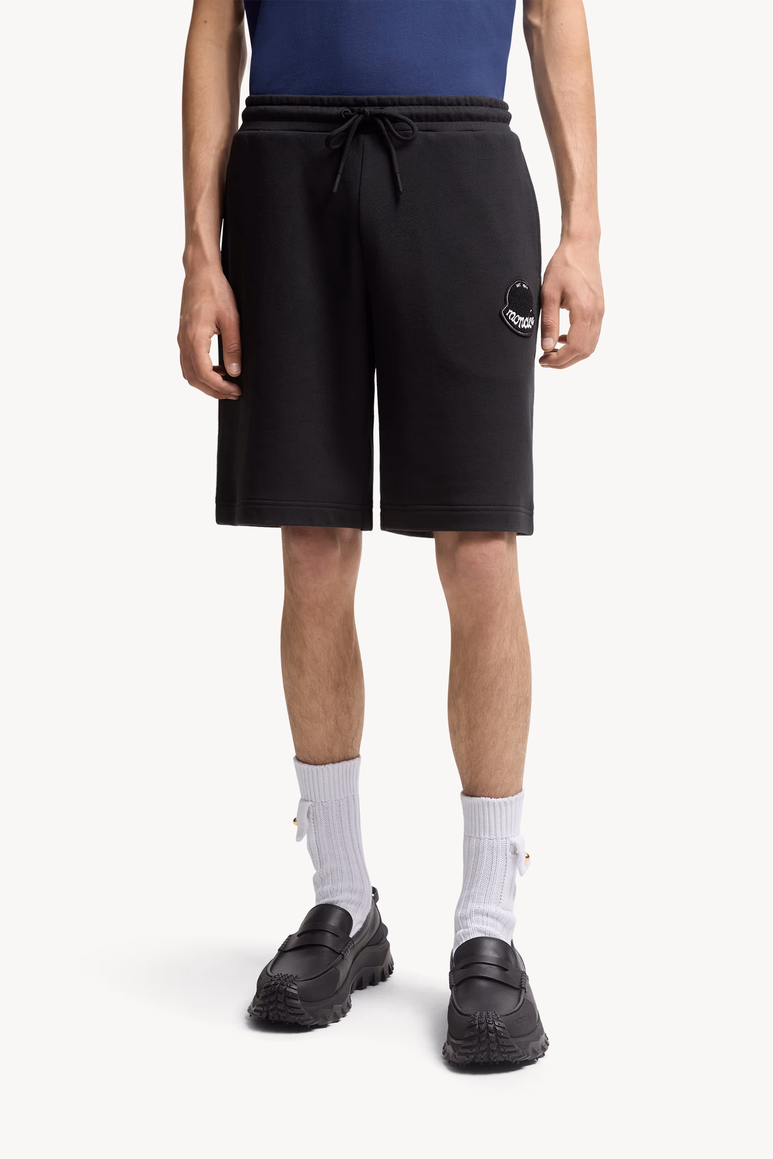 Logo Patch Cotton Shorts Men Black Moncler 3